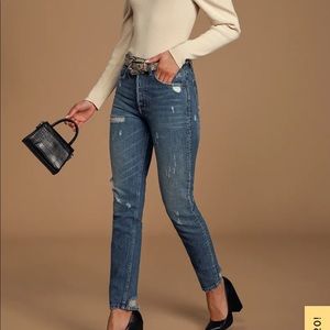 NEW Boyish The Billy Medium Wash High Rise Distressed Skinny Mame Jeans 27